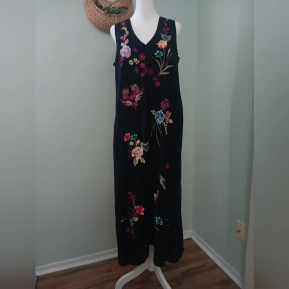 Johnny Was Vibrant Floral Embroidered Maxi Dress - Picture 2 of 8